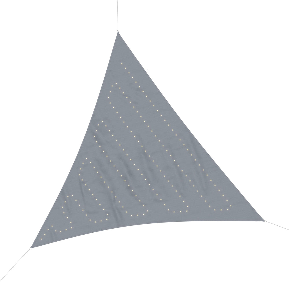 Vela parasole triangolare con LED, 3 x 3 x 3 m, grigia