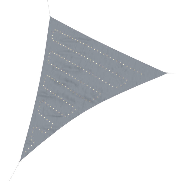 Sonnensegel Dreieck mit LED 3 x 3 x 3 m grau