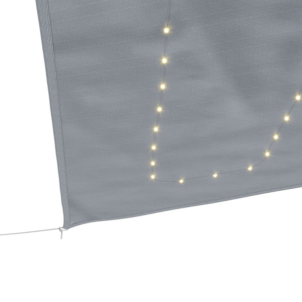 Sonnensegel Dreieck mit LED 3 x 3 x 3 m grau
