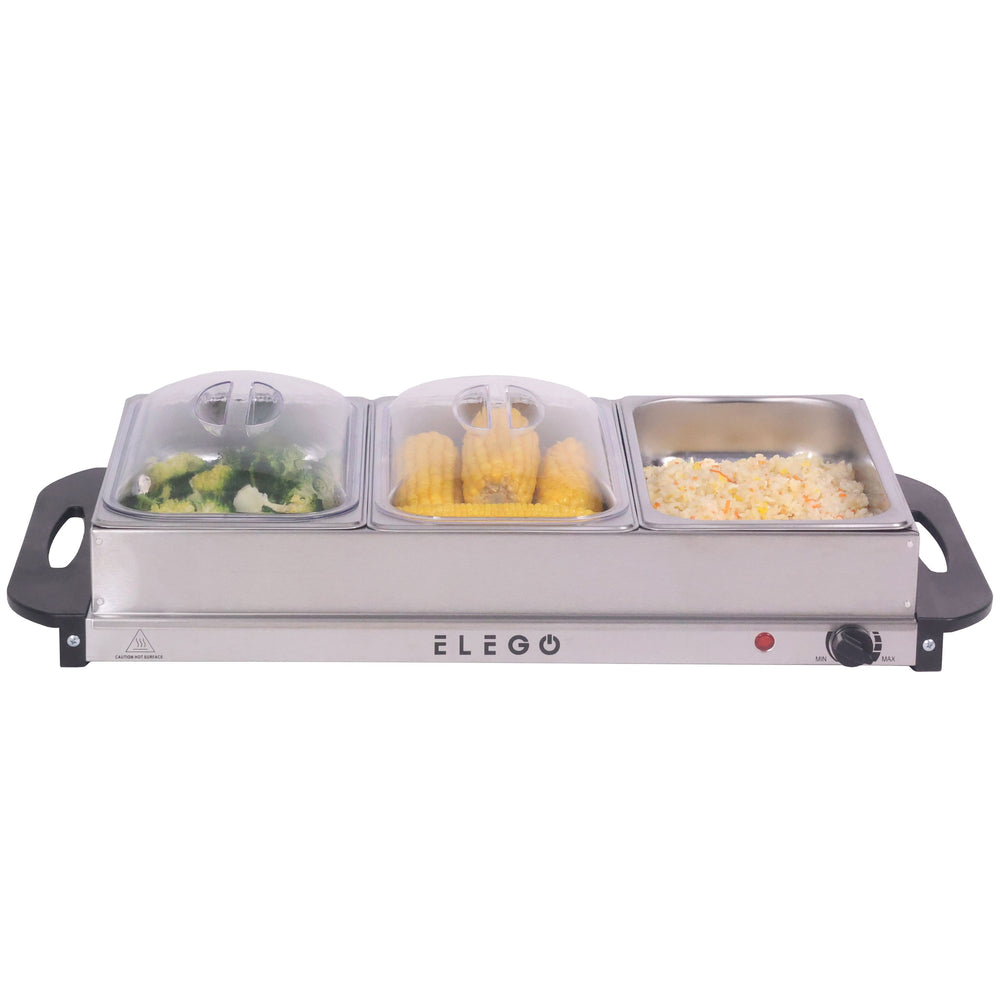 Electric warming plate, stainless steel, 3 x 2.5L
