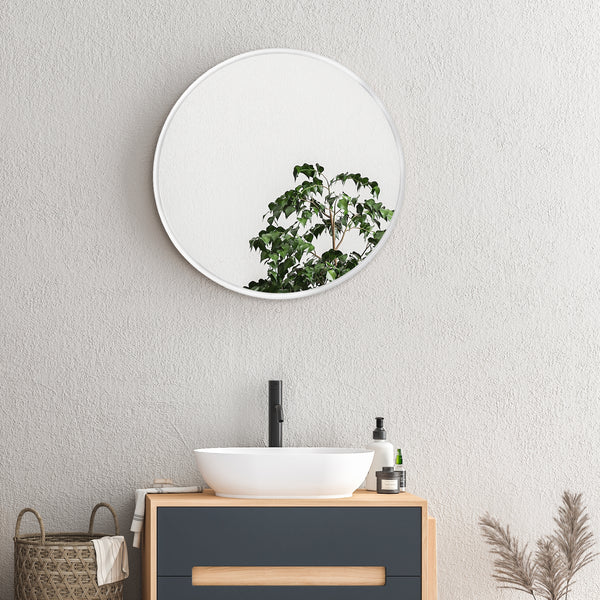Specchio da parete Ordona, Ø60cm, bianco, opaco.