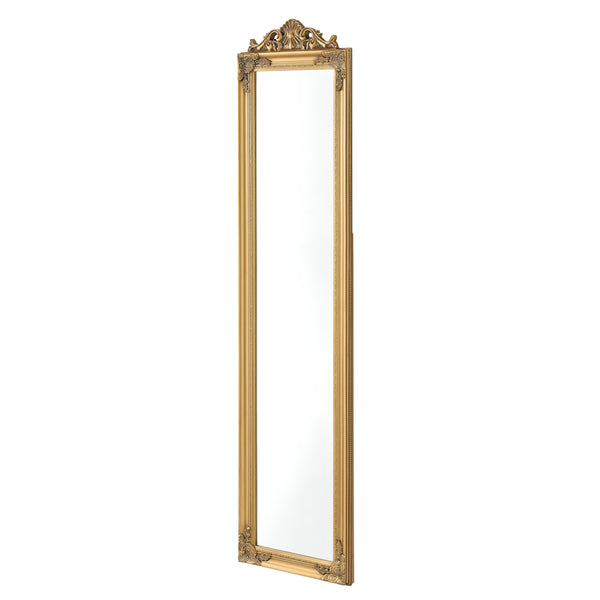 Specchio da terra Arezzo, 160x40cm, rettangolare, inclinabile, barocco, oro