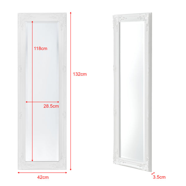 Specchio da parete Livorno 132x42cm Specchio a figura intera Bianco Antico