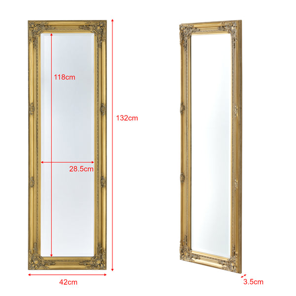 Specchio da parete Livorno 132x42cm specchio a figura intera oro antico