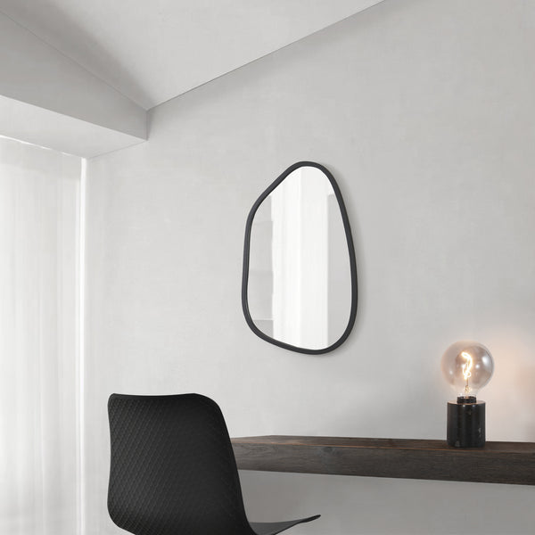 Specchio da parete Filiano, nero opaco, 80x58cm