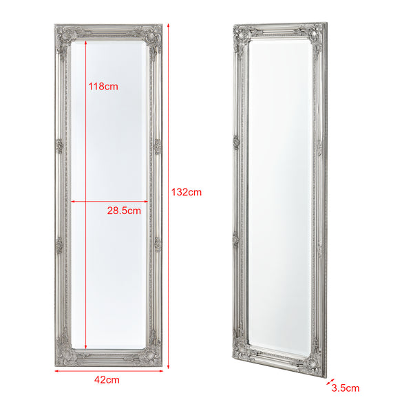 Specchio da parete Livorno 132x42cm specchio a figura intera argento antico