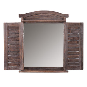 Spiegelfenster mit Fensterläden Shabby Chic ~ braun