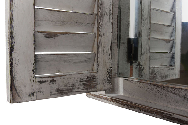Spiegelfenster mit Fensterläden Shabby Chic ~ grau