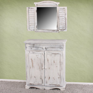 Spiegelfenster mit Fensterläden Shabby Chic ~ weiss lackiert