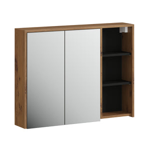 Spiegelschrank Badezimmer VODA 100 x 18 x 75 cm braun/schwarz
