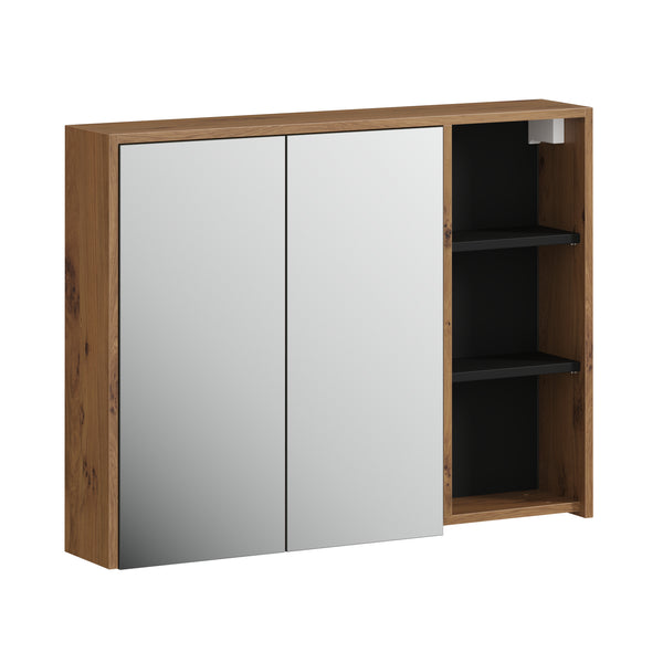 Spiegelschrank Badezimmer VODA 100 x 18 x 75 cm braun/schwarz