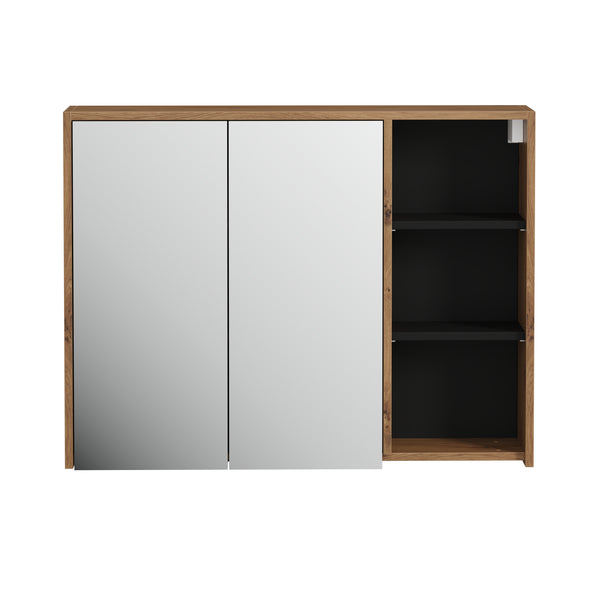 Spiegelschrank Badezimmer VODA 100 x 18 x 75 cm braun/schwarz