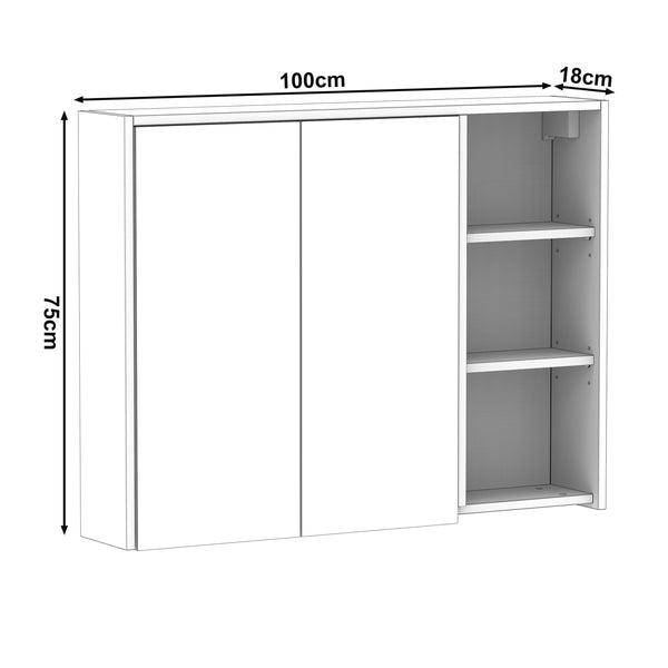 Spiegelschrank Badezimmer VODA 100 x 18 x 75 cm braun/schwarz