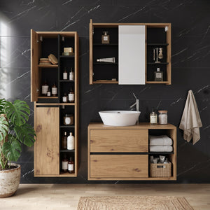 Spiegelschrank Badezimmer VODA 100 x 18 x 75 cm braun/schwarz