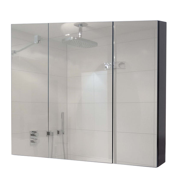 Spiegelschrank Badschrank Hängeschrank hochglanz 70x80x16cm schwarz