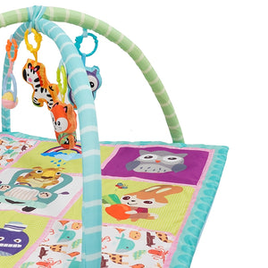 Krabbeldecke mit Spielbogen Tiere blau/grün
