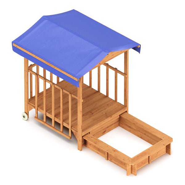 Spielhaus Holz mit Sandkasten