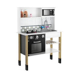 Cucina giocattolo in legno per bambini, naturale/bianca