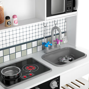 Cucina giocattolo in legno per bambini, naturale/bianca