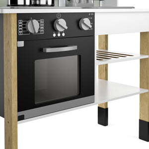 Cucina giocattolo in legno per bambini, naturale/bianca
