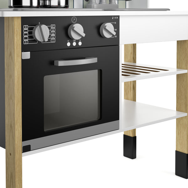 Cucina giocattolo in legno per bambini, naturale/bianca