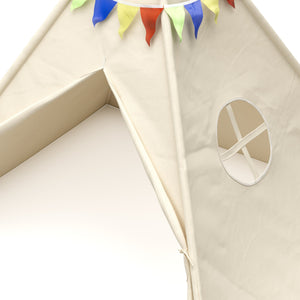 Play tent teepee with string lights beige
