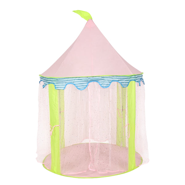 Spielzelt Schloss mit Lichterkette rosa