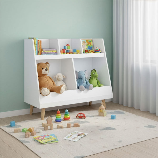 Spielzeugregal Kinderzimmer NORDIC 86 x 78 cm weiss/natur