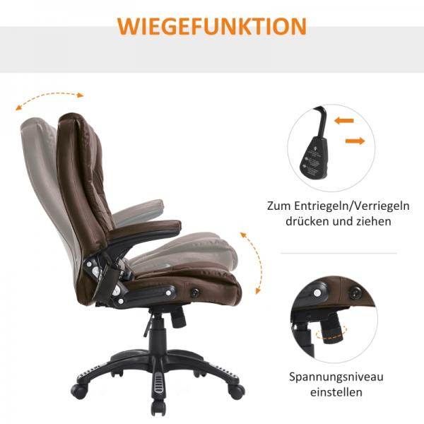 Massage-Chefsessel mit Wärmefunktion Gaming braun