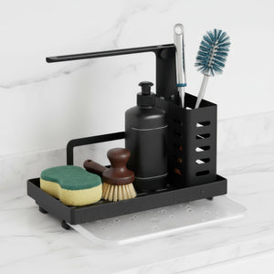 Spülbecken-Organizer Edelstahl 25 x 15 x 21 cm schwarz