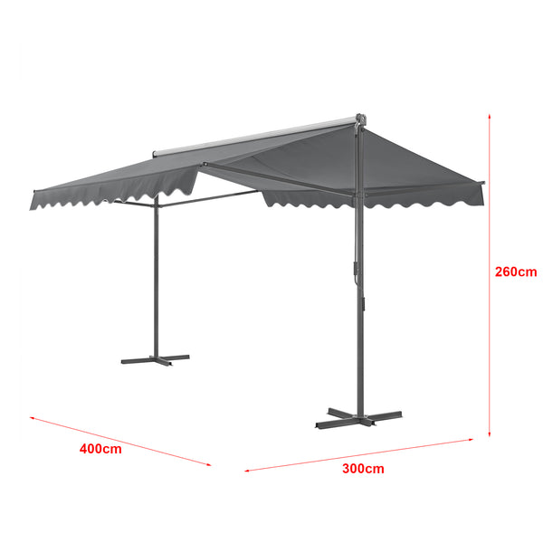 Standmarkise Selenizza freistehend 400x300x260cm Dunkelgrau