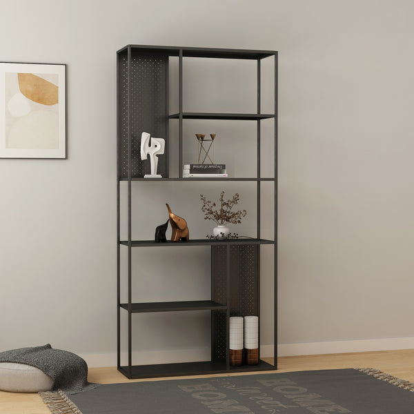 Standregal Salmono Metall mit Rückwand 90x30x188cm Schwarz
