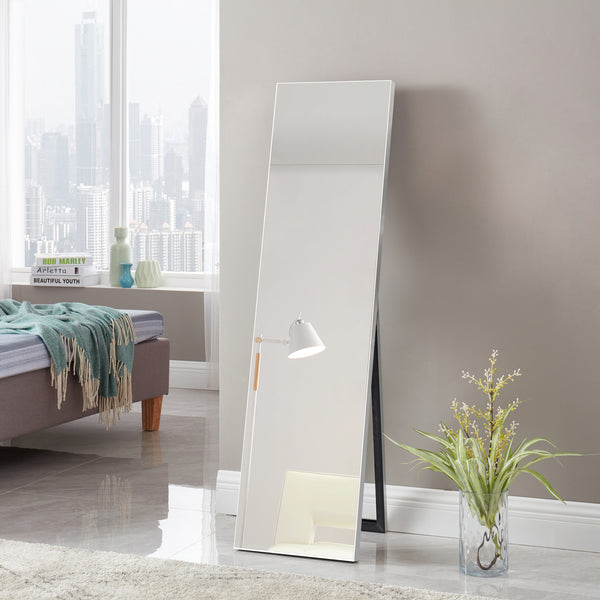 Specchio da terra Barletta, 150x35cm, inclinabile, argento