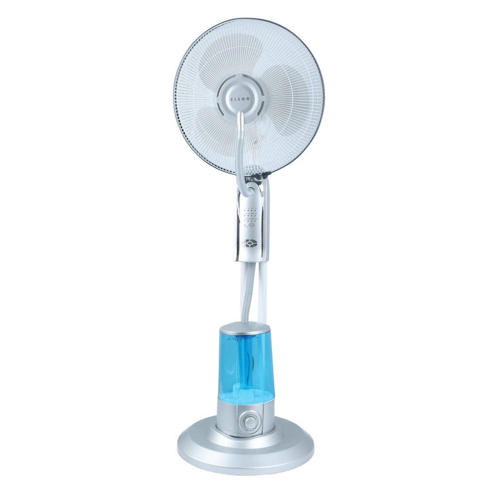 FOGGY silver pedestal fan with misting spray