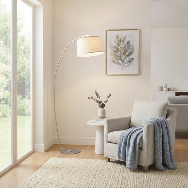 Stehlampe Bogenlampe KERNO beige/silber