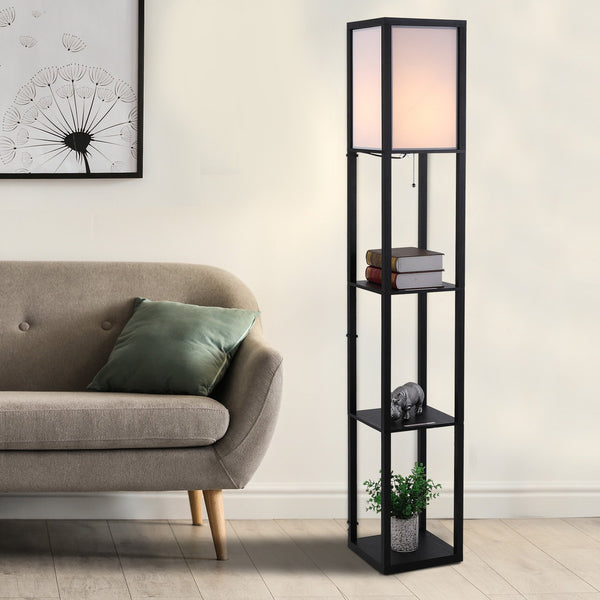 Stehlampe Bücherregal mit 3 Ablagen 160cm