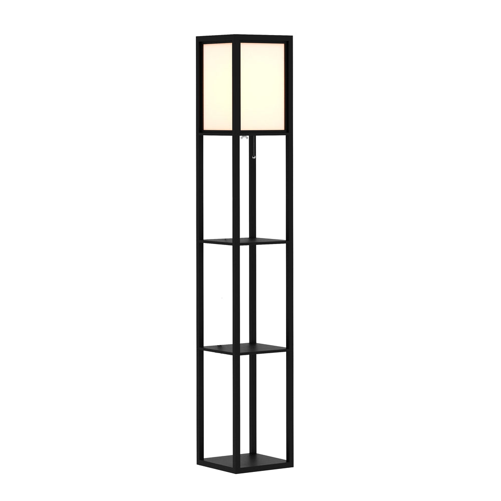 ENLITE floor lamp with shelf, black