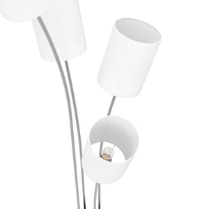 Stehlampe FLOWY 4 Lampen silber/weiss