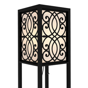 Stehlampe GLOWRY mit Regal und Schublade schwarz