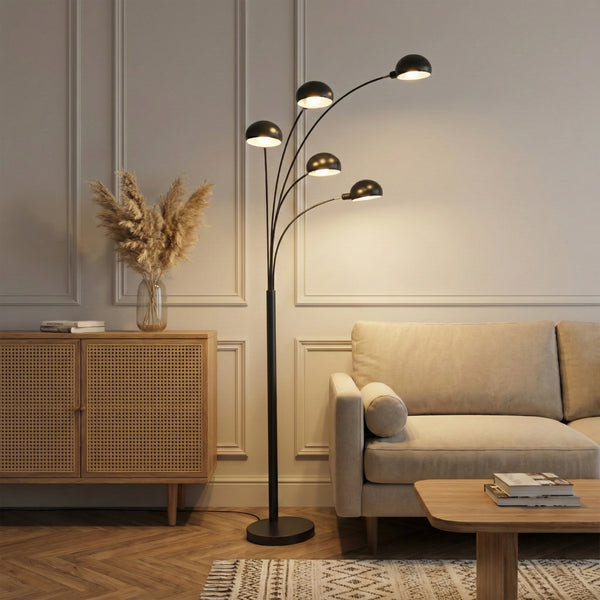 Stehlampe PALMYS 5 flammig schwarz