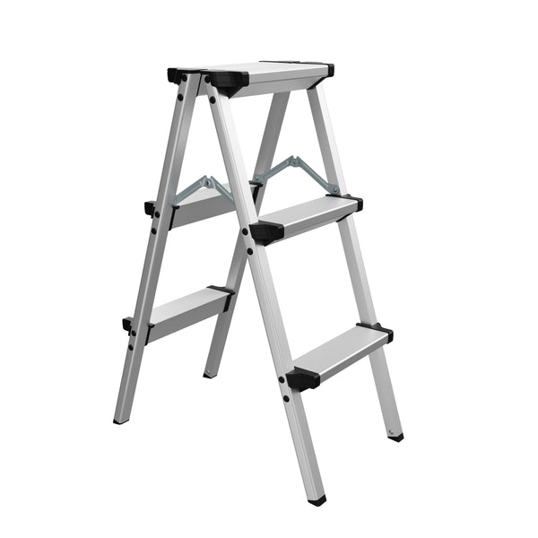 Scala a pioli 2 x 3 gradini argento/nero