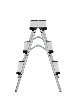 Scala a pioli 2 x 3 gradini argento/nero