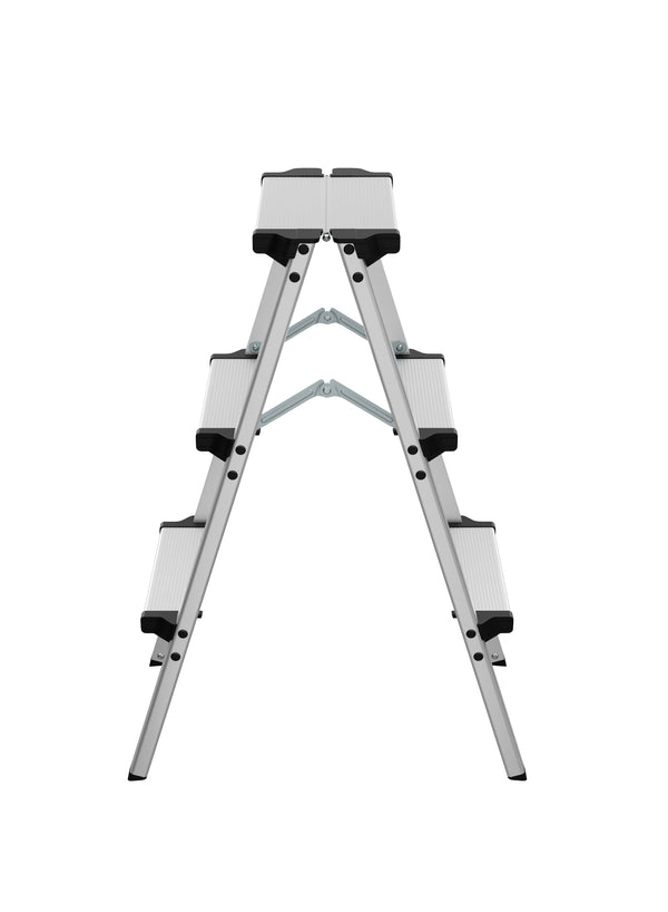 Scala a pioli 2 x 3 gradini argento/nero