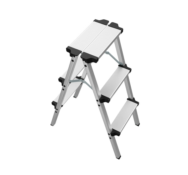 Scala a pioli 2 x 3 gradini argento/nero