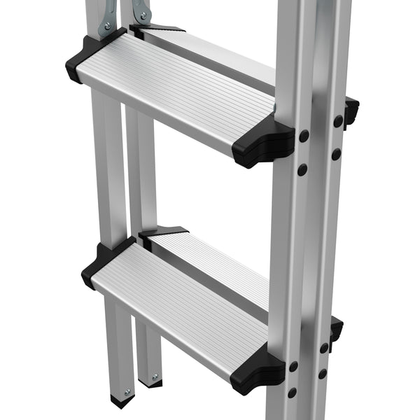 Scala a pioli 2 x 3 gradini argento/nero