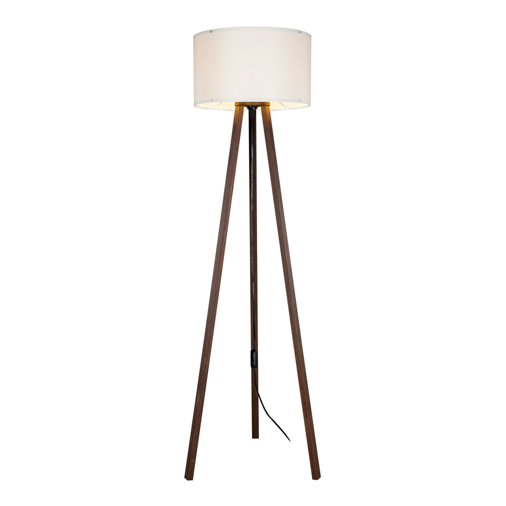 Floor lamp Keynes E27 Walnut look Cream