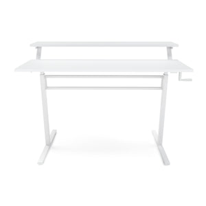 Bureau assis-debout à 2 niveaux, réglable en hauteur manuellement, blanc, 120 x 40 cm