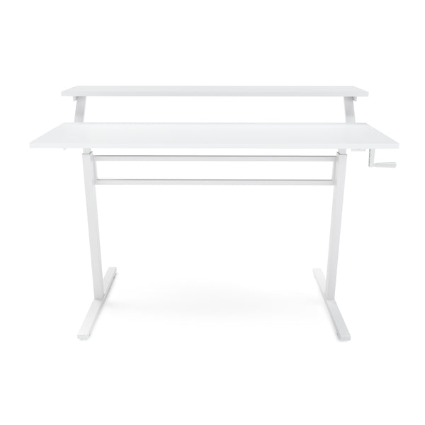 Bureau assis-debout à 2 niveaux, réglable en hauteur manuellement, blanc, 120 x 40 cm