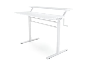 Bureau assis-debout à 2 niveaux, réglable en hauteur manuellement, blanc, 120 x 40 cm