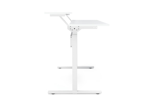 Bureau assis-debout à 2 niveaux, réglable en hauteur manuellement, blanc, 120 x 40 cm